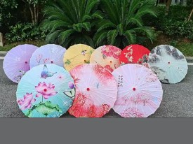 Paragua chico bamboo tela estampada